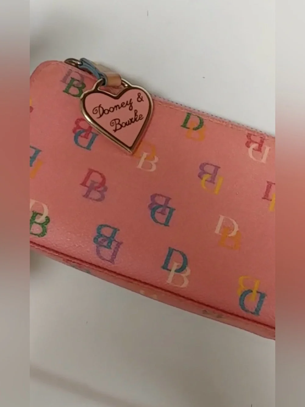 2000s Vintage Dooney And Bourke Pink Rainbow Zip Pouch Wallet